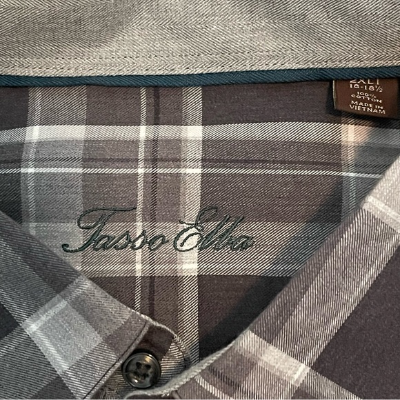 Tasso Ella Plaid Button Down Shirt Size 2XLarge 18-18.5 - Picture 3 of 4